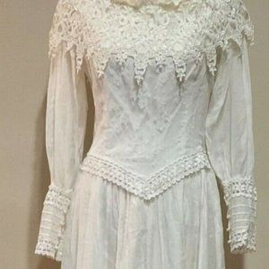 Jessica McClintock vintage candle light ivory boho victorian dress bridal